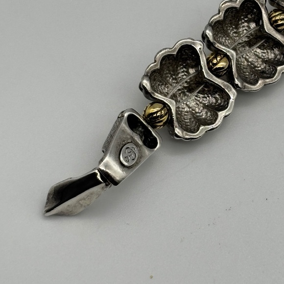 Vintage Premier Designs Silver Plated Gold Plated Chunky X Links Bracelet Marked - Picture 13 of 16